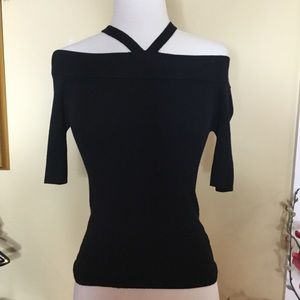 EXPRESS Cold Shoulder Black Knit Top NWT